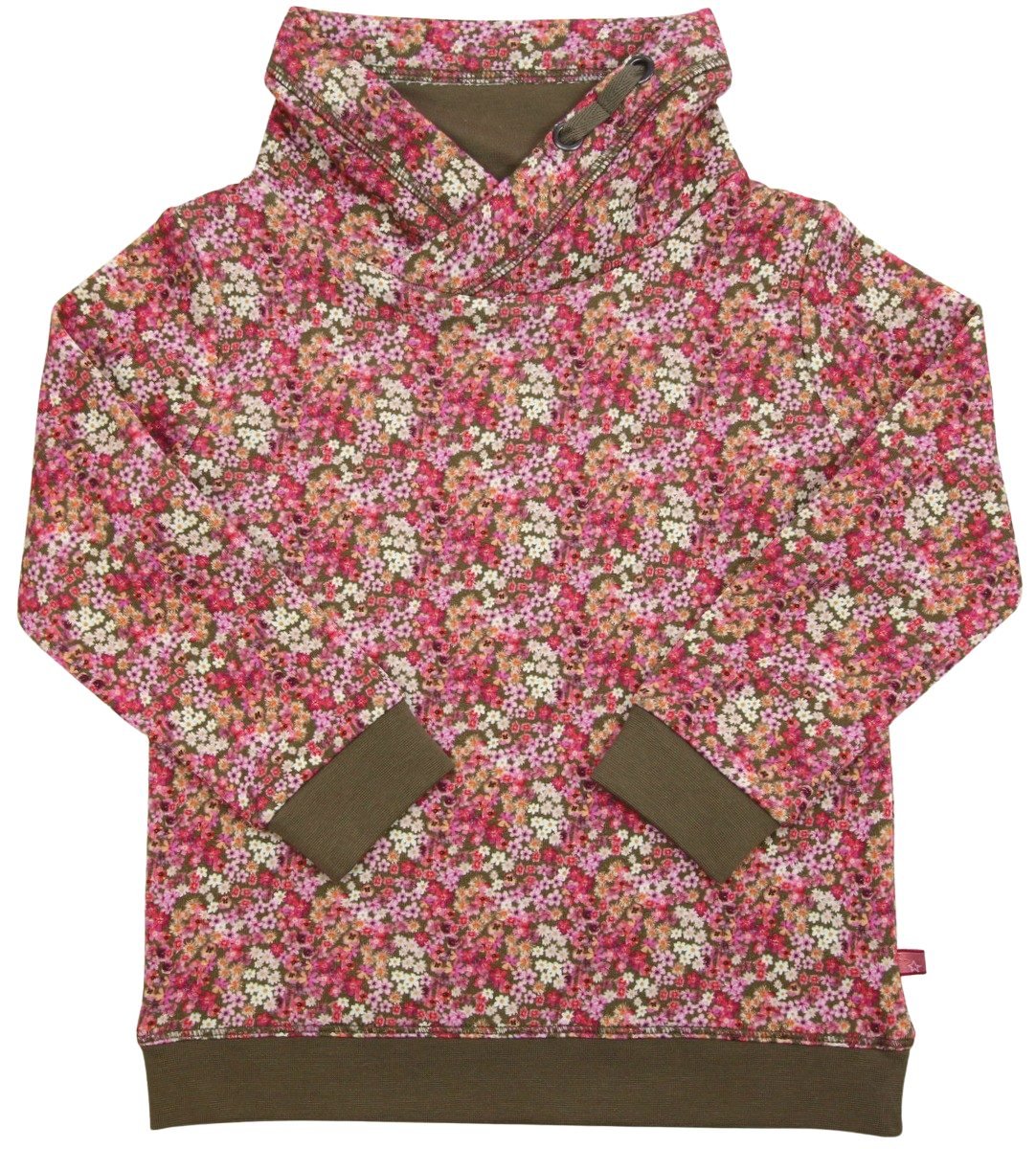 Stehkragen Sweatshirt Blümchendruck in dark olive-magenta