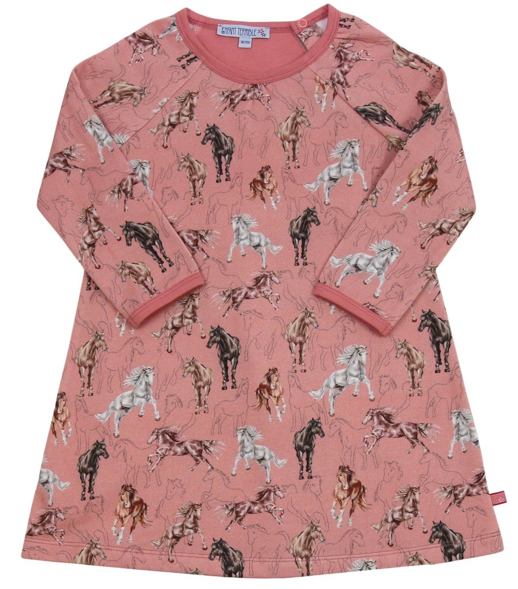 Sweatkleid Pferdedruck in dark rosé