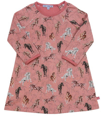 Sweatkleid Pferdedruck in dark rosé