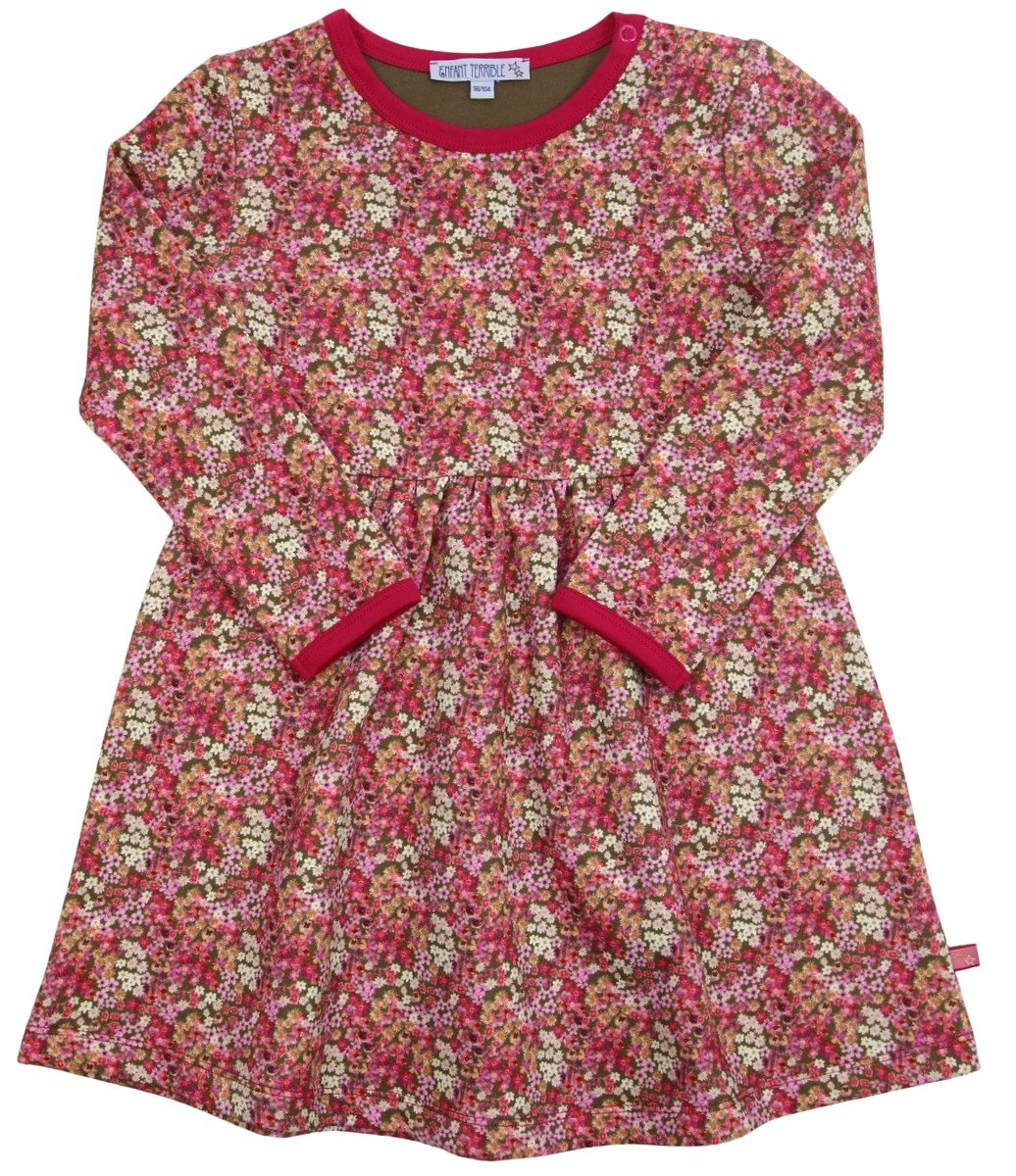 Sweatkleid Blümchendruck in dark olive-magenta
