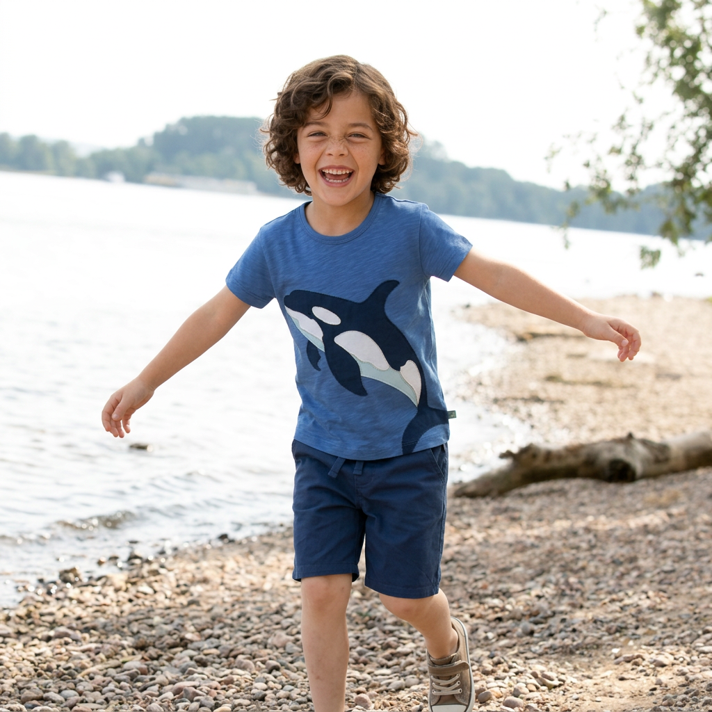 Shirt mit Orkaapplikation in skyblue