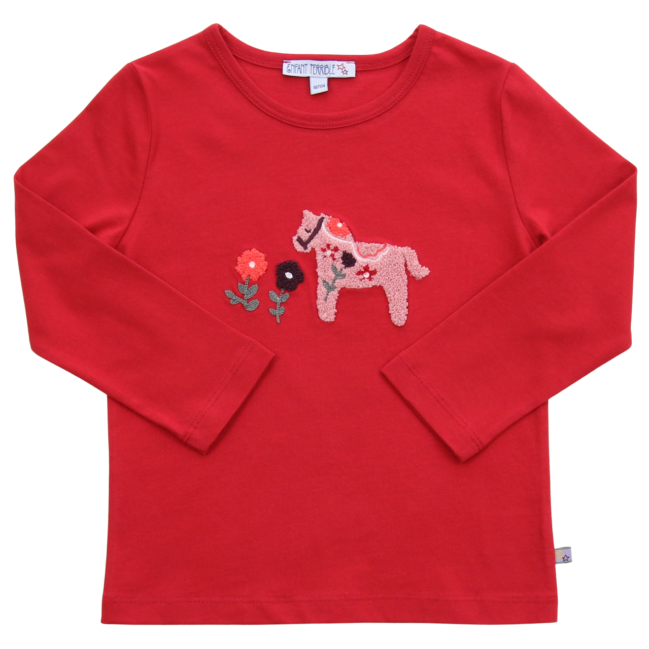 Shirt mit Bouclé Pferdestickerei in burnt red