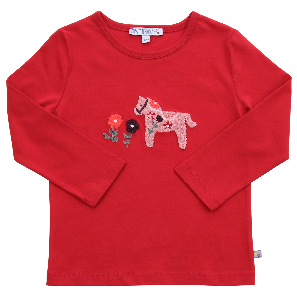 Shirt mit Bouclé Pferdestickerei in burnt red