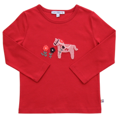 Shirt mit Bouclé Pferdestickerei in burnt red