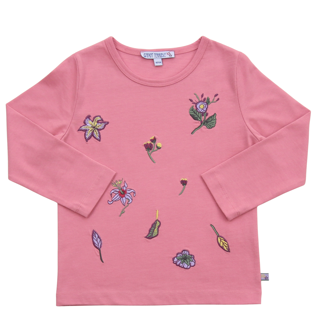 Shirt mit Blumenstickerei in candy pink