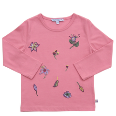 Shirt mit Blumenstickerei in candy pink