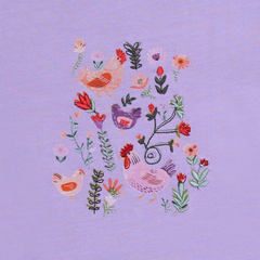 Shirt mit Hühnerdruck- und Stickerei in lilac