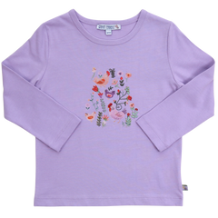 Shirt mit Hühnerdruck- und Stickerei in lilac