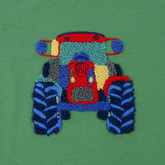 Shirt mit Bouclé Traktorstickerei in grass
