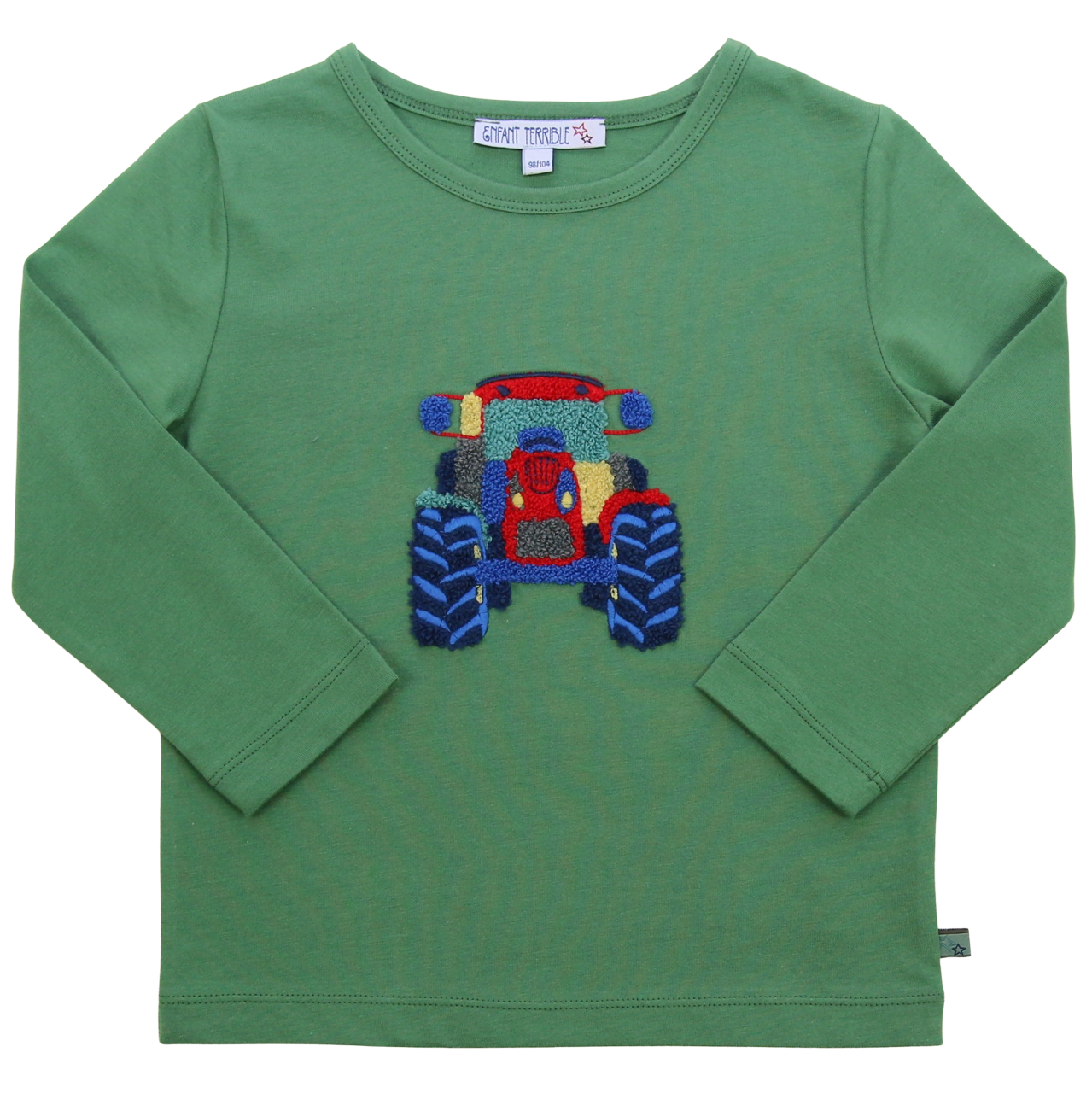 Shirt mit Bouclé Traktorstickerei in grass