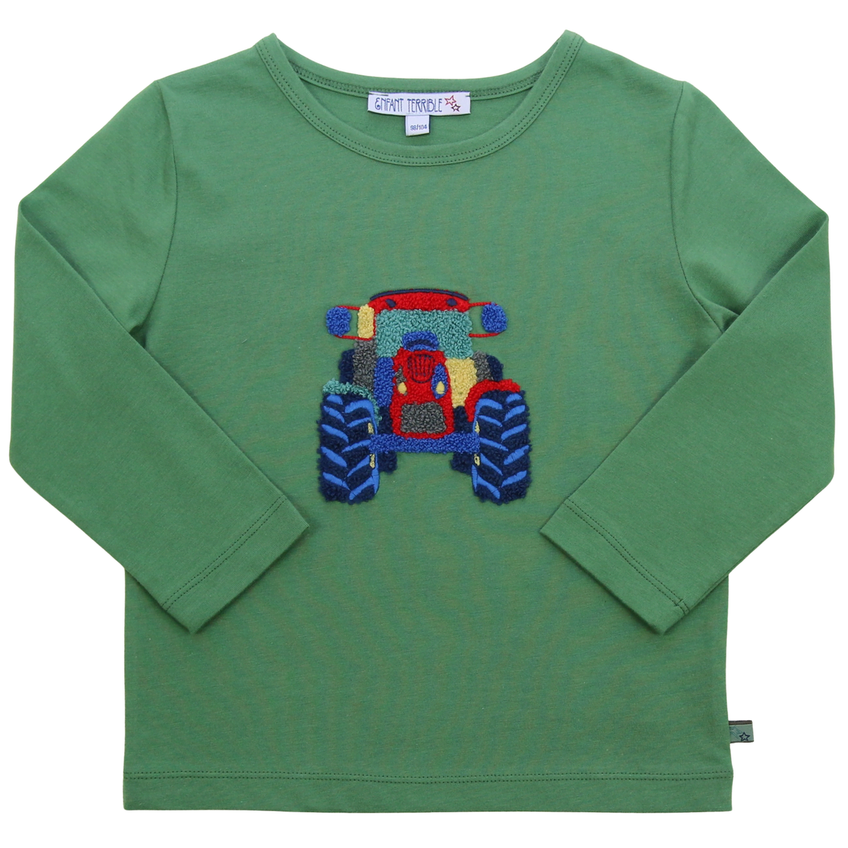 Shirt mit Bouclé Traktorstickerei in grass