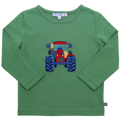 Shirt mit Bouclé Traktorstickerei in grass
