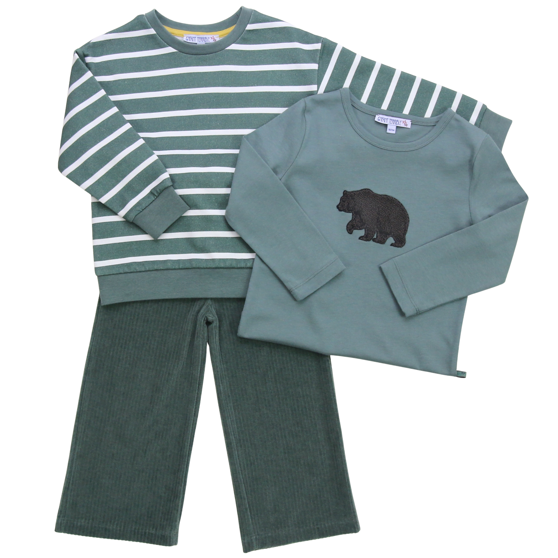 Shirt mit Bouclé Bärenstickerei in pistachio