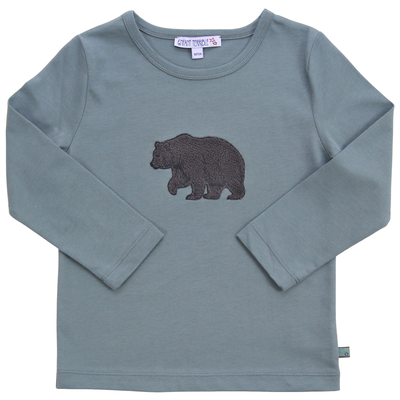 Shirt mit Bouclé Bärenstickerei in pistachio