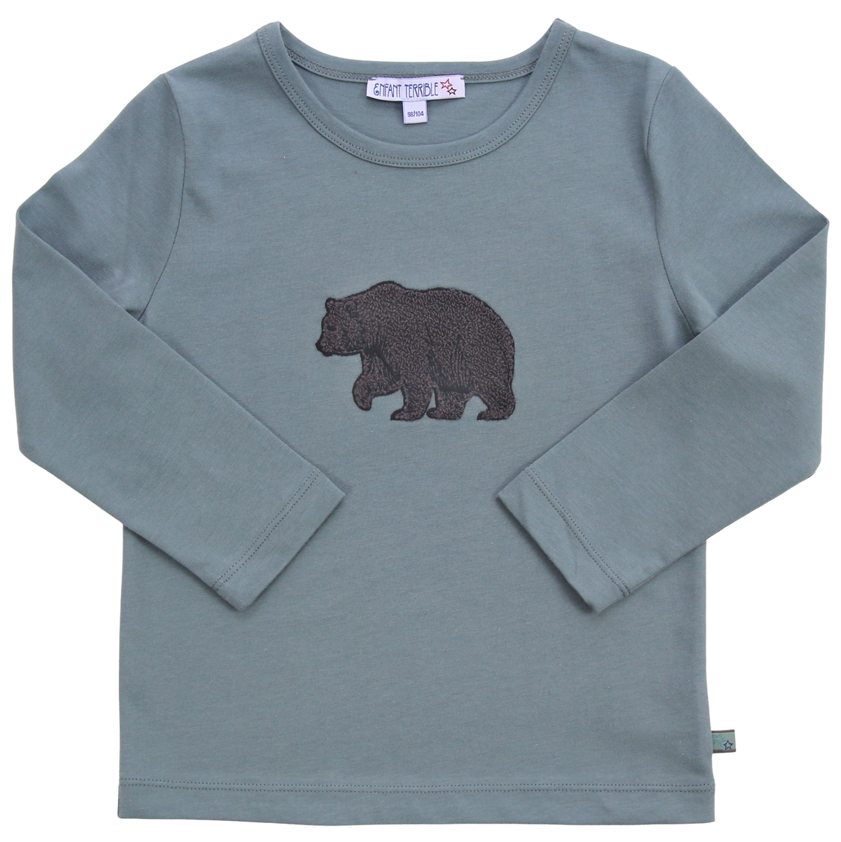 Shirt mit Bouclé Bärenstickerei in pistachio