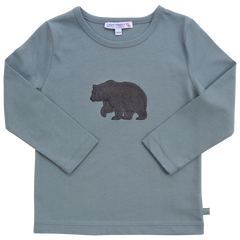 Shirt mit Bouclé Bärenstickerei in pistachio