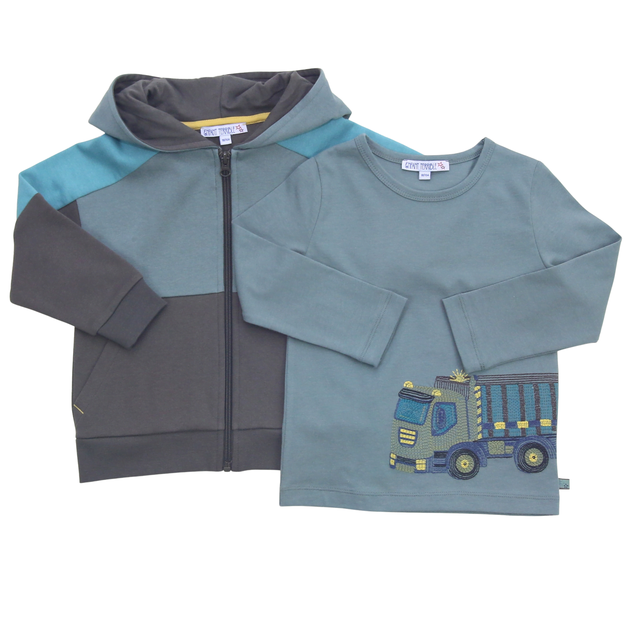 Shirt mit LKW Stickerei in pistachio