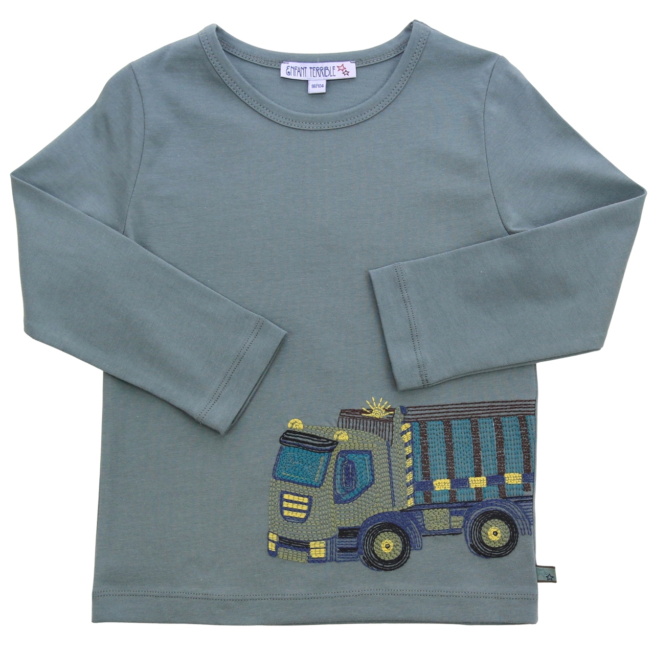 Shirt mit LKW Stickerei in pistachio