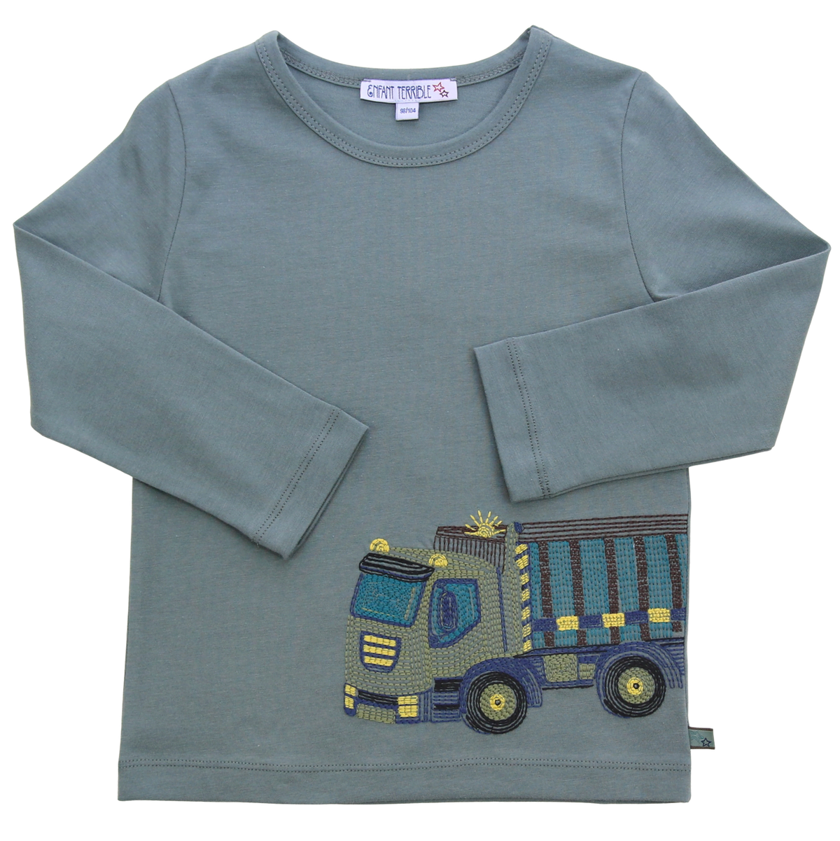 Shirt mit LKW Stickerei in pistachio