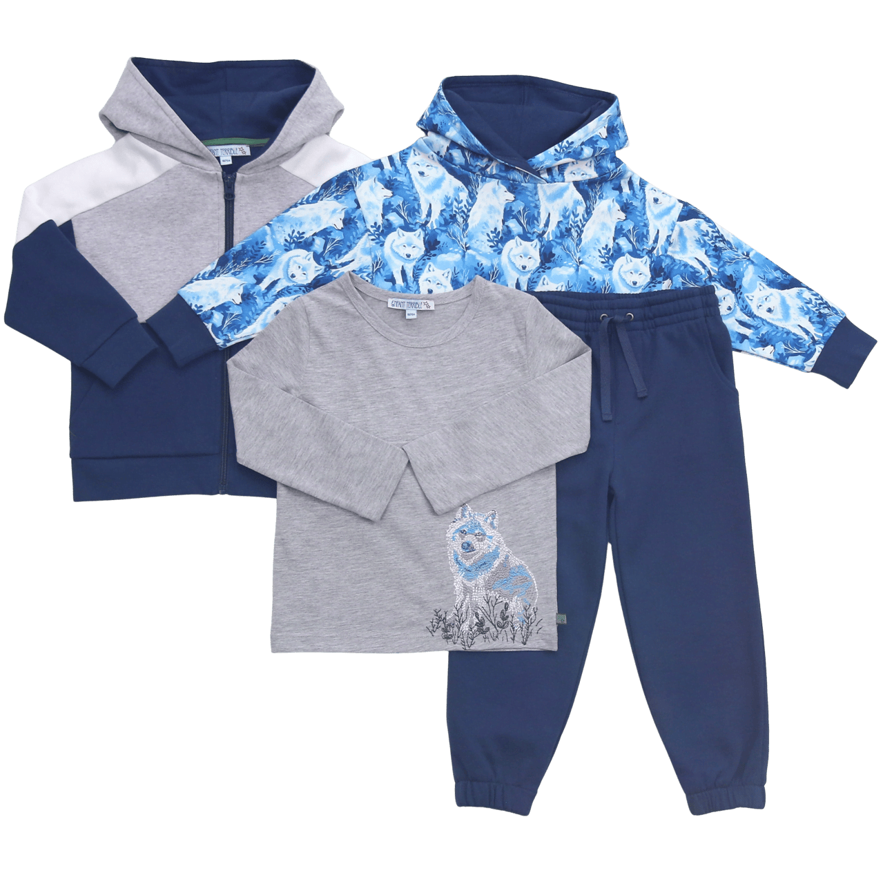 Shirt mit Husky Stickerei in greymelange