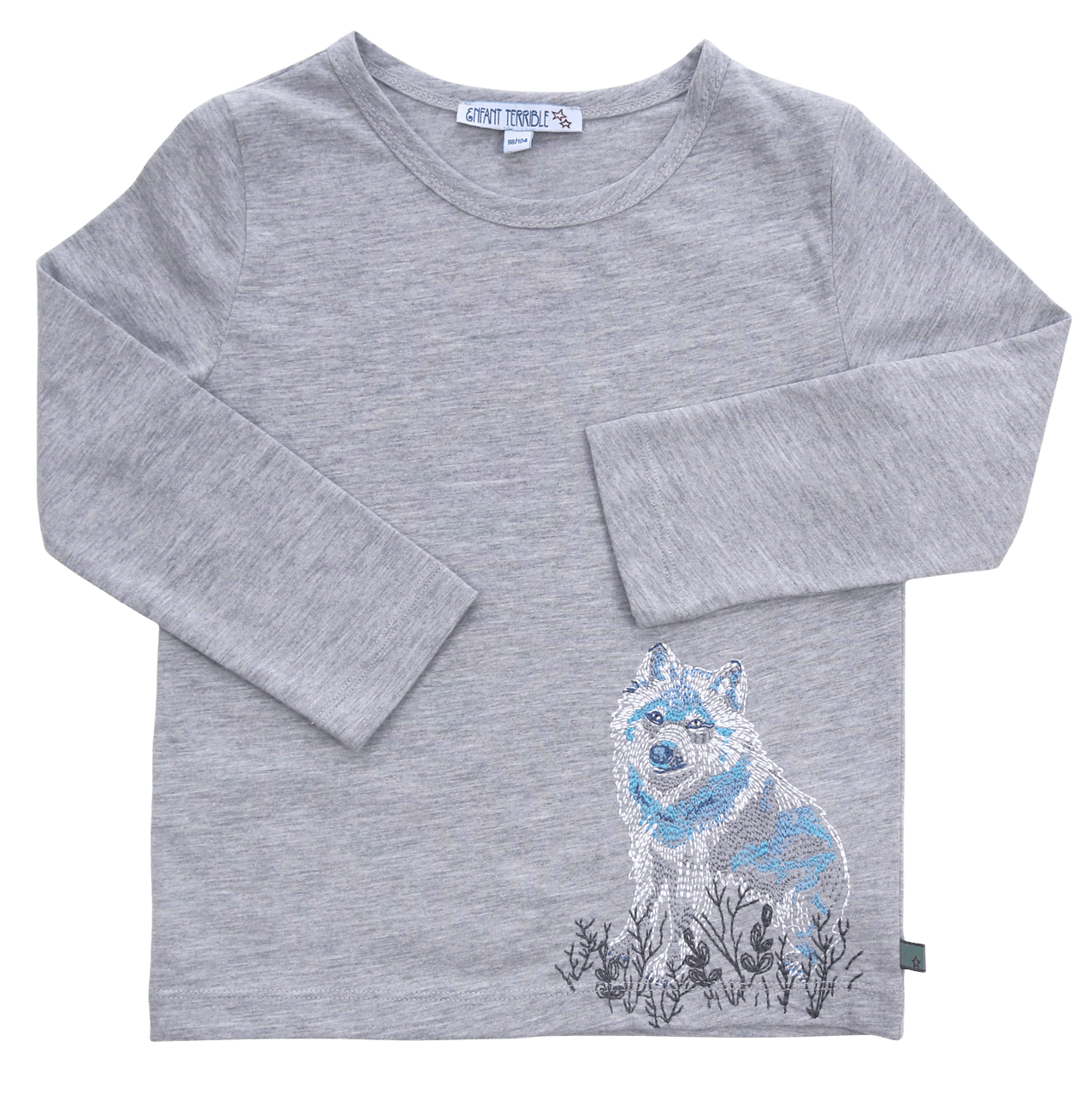 Shirt mit Husky Stickerei in greymelange