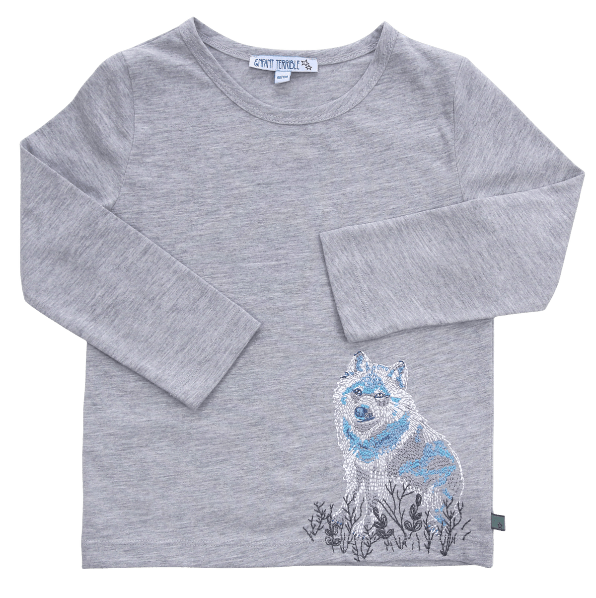 Shirt mit Husky Stickerei in greymelange