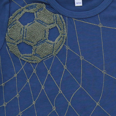 Shirt mit Bouclé Fußballstickerei in midnight