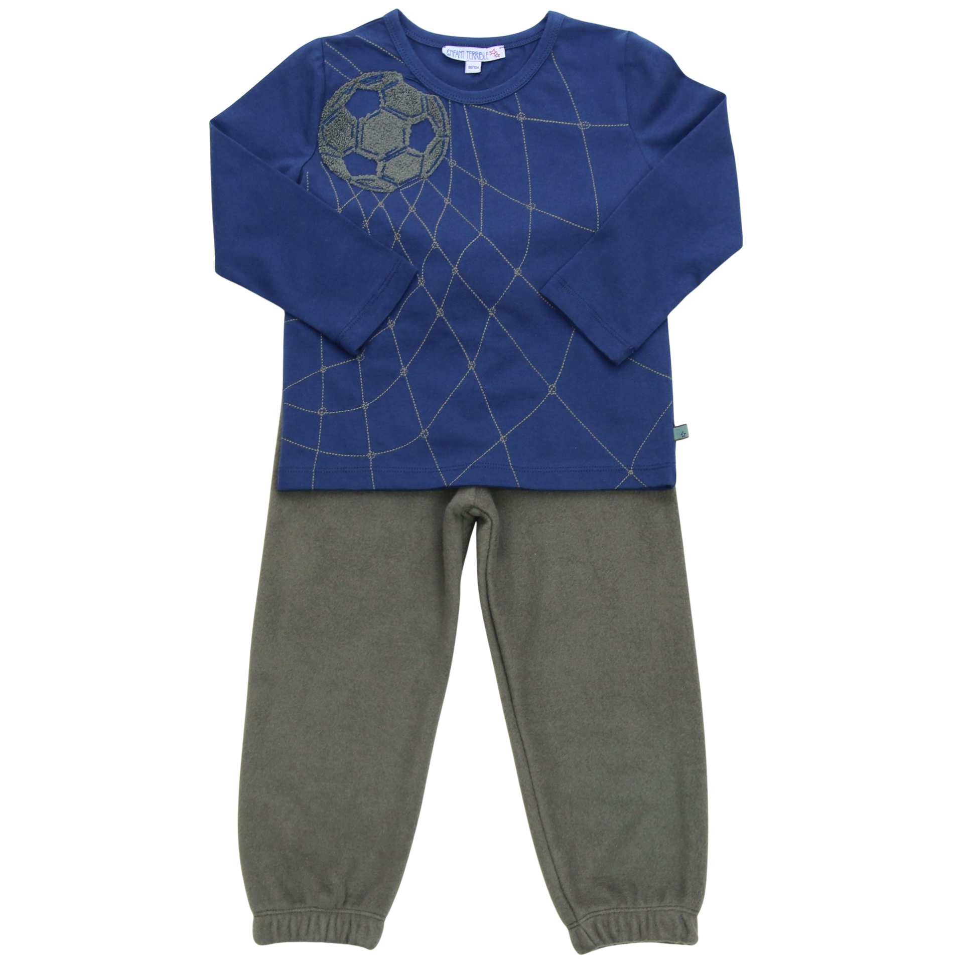 Shirt mit Bouclé Fußballstickerei in midnight