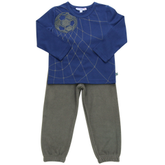 Shirt mit Bouclé Fußballstickerei in midnight