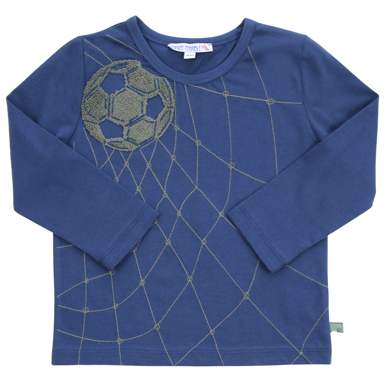 Shirt mit Bouclé Fußballstickerei in midnight