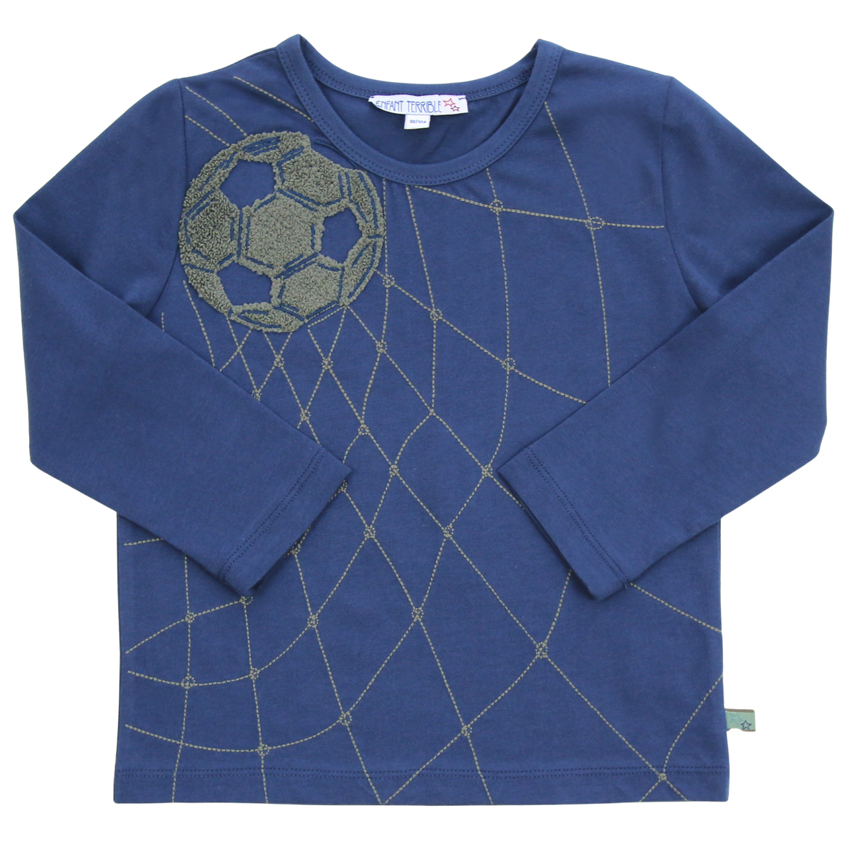 Shirt mit Bouclé Fußballstickerei in midnight