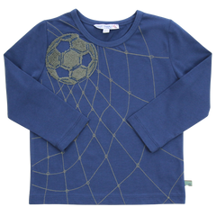 Shirt mit Bouclé Fußballstickerei in midnight