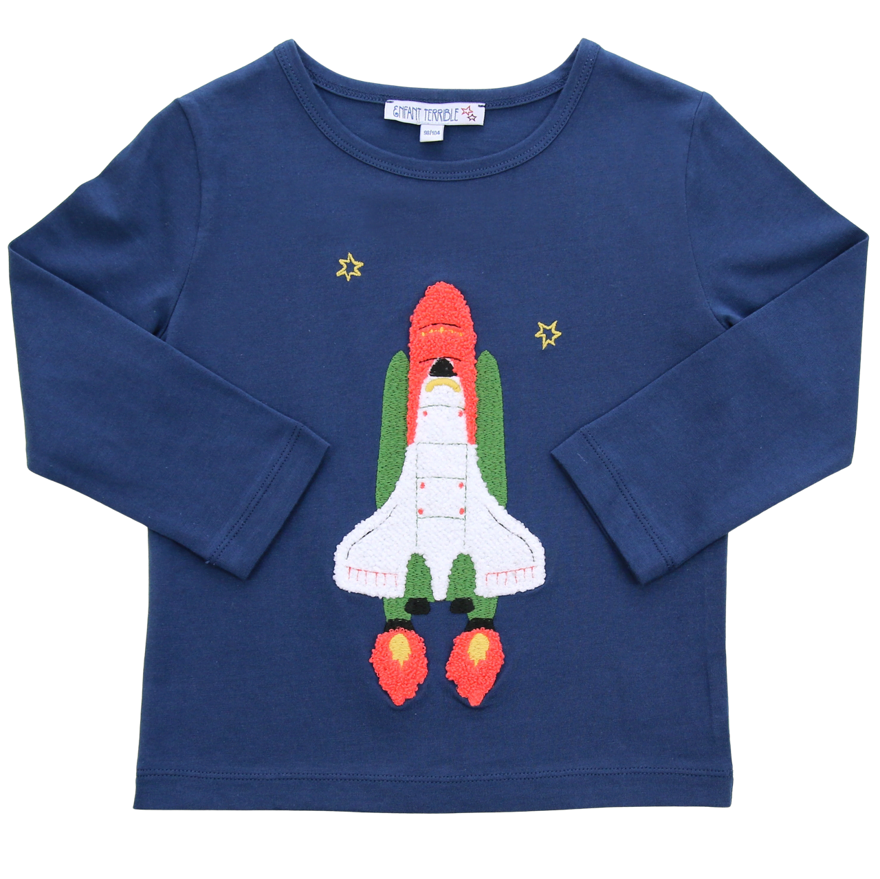 Shirt mit Bouclé Raketenstickerei in midnight
