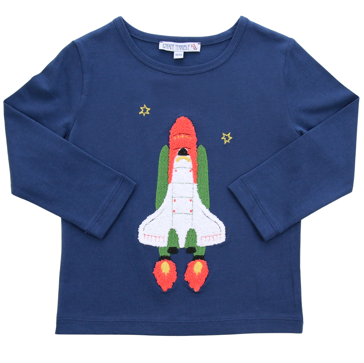 Shirt mit Bouclé Raketenstickerei in midnight