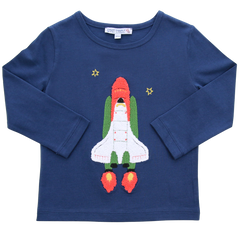 Shirt mit Bouclé Raketenstickerei in midnight