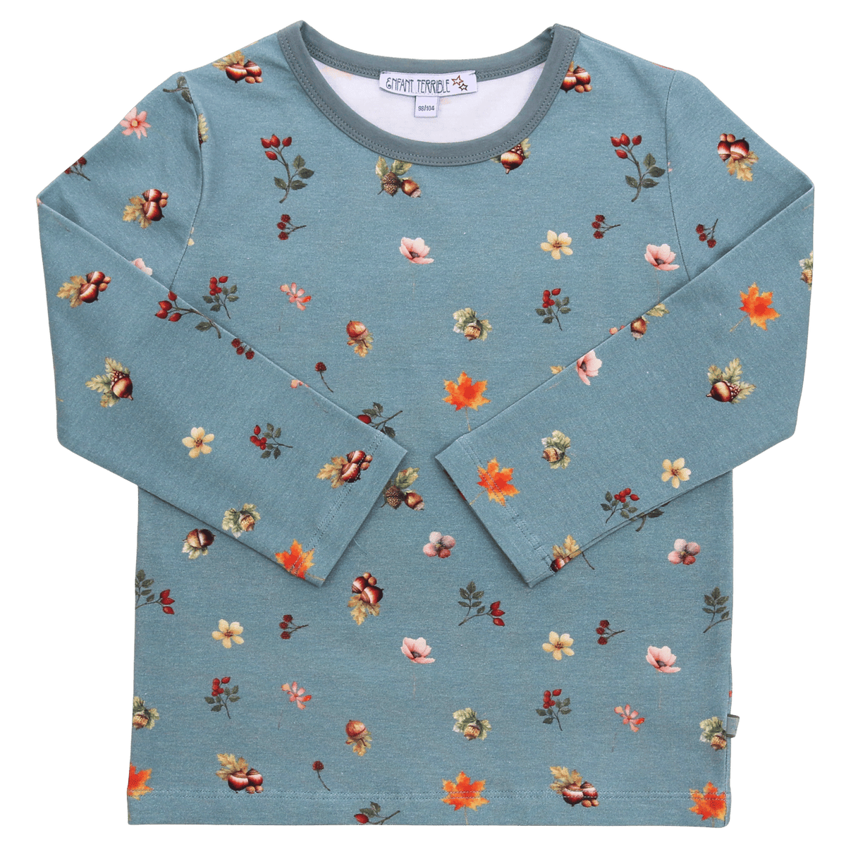 Shirt mit Blätter Alloverdruck in dark turquoise