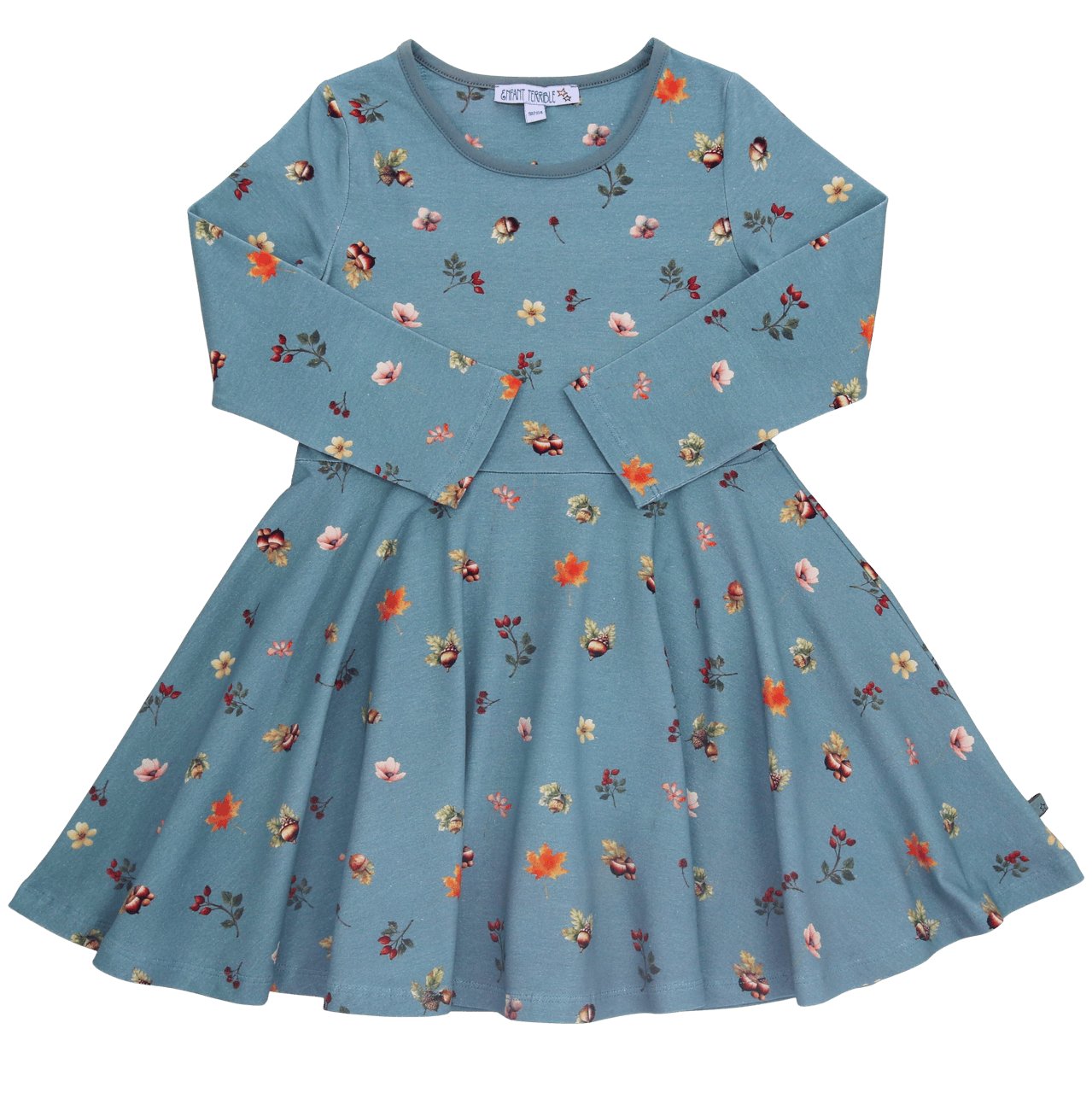 Drehkleid mit Blätterdruck in dark turquoise
