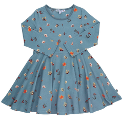 Drehkleid mit Blätterdruck in dark turquoise