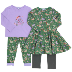 Drehkleid mit Hühnerdruck in grass