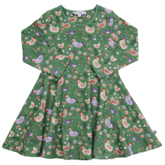 Drehkleid mit Hühnerdruck in grass