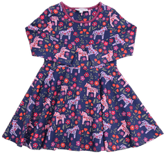 Drehkleid mit Pferdedruck in midnight