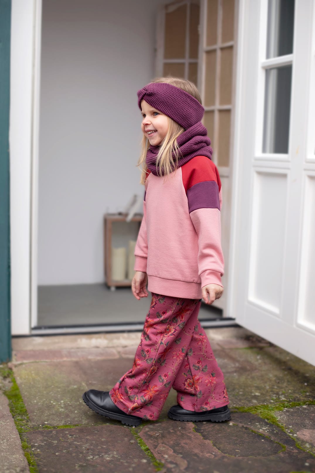 Colourblocking Sweatshirt in candy pink-burnt red