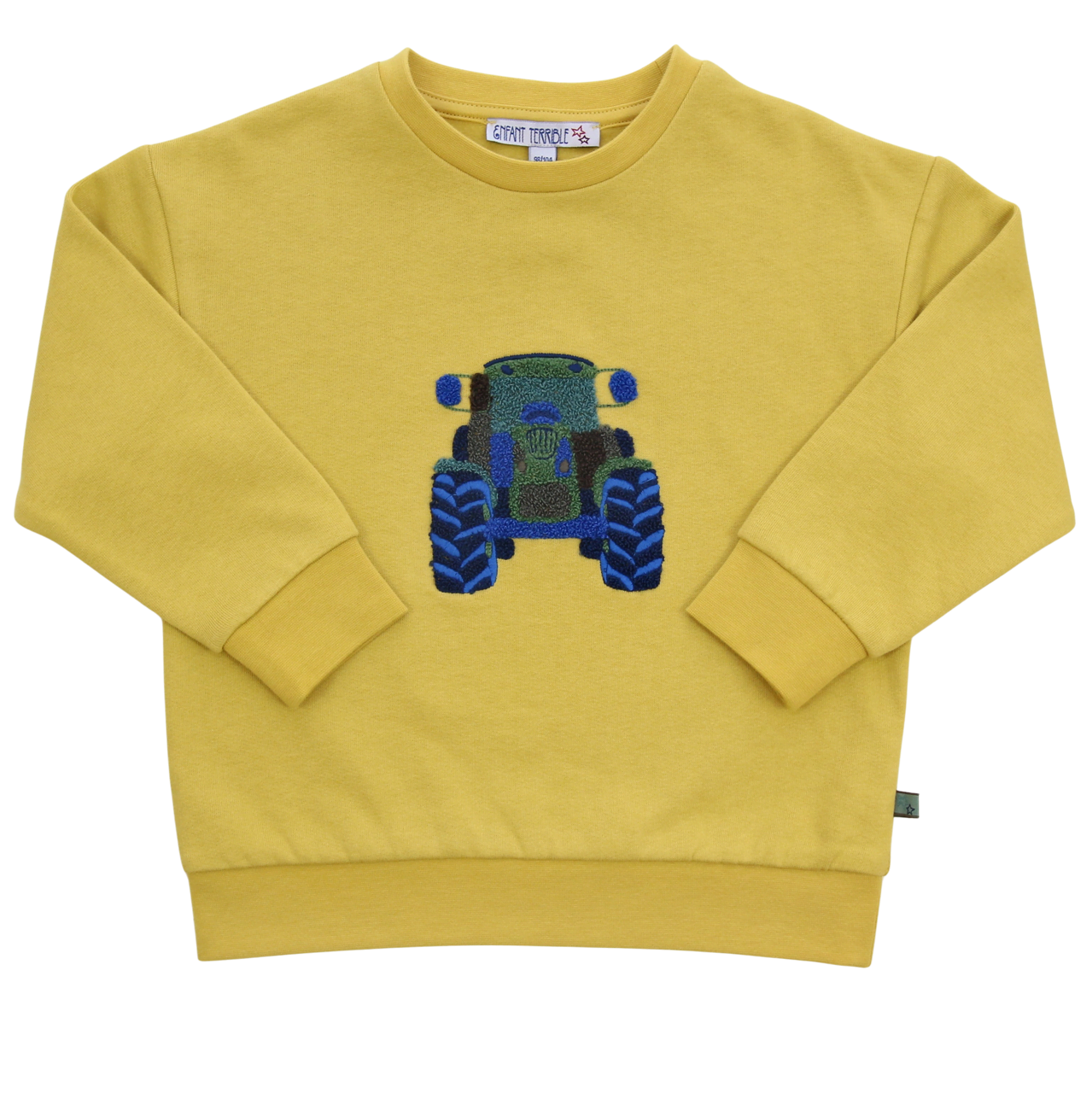 Sweatshirt mit Bouclé Traktorstickerei in light mustard
