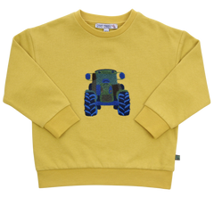 Sweatshirt mit Bouclé Traktorstickerei in light mustard