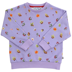 Sweatshirt mit Blätterdruck in lilac-burnt red