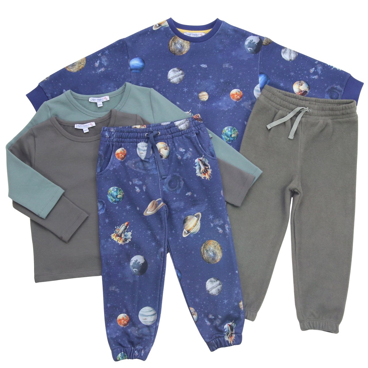 Sweatshirt mit Planetendruck in midnight-greymelange
