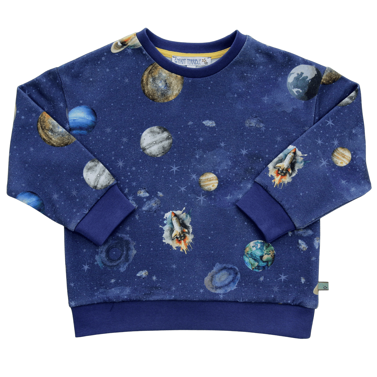 Sweatshirt mit Planetendruck in midnight-greymelange