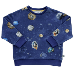 Sweatshirt mit Planetendruck in midnight-greymelange