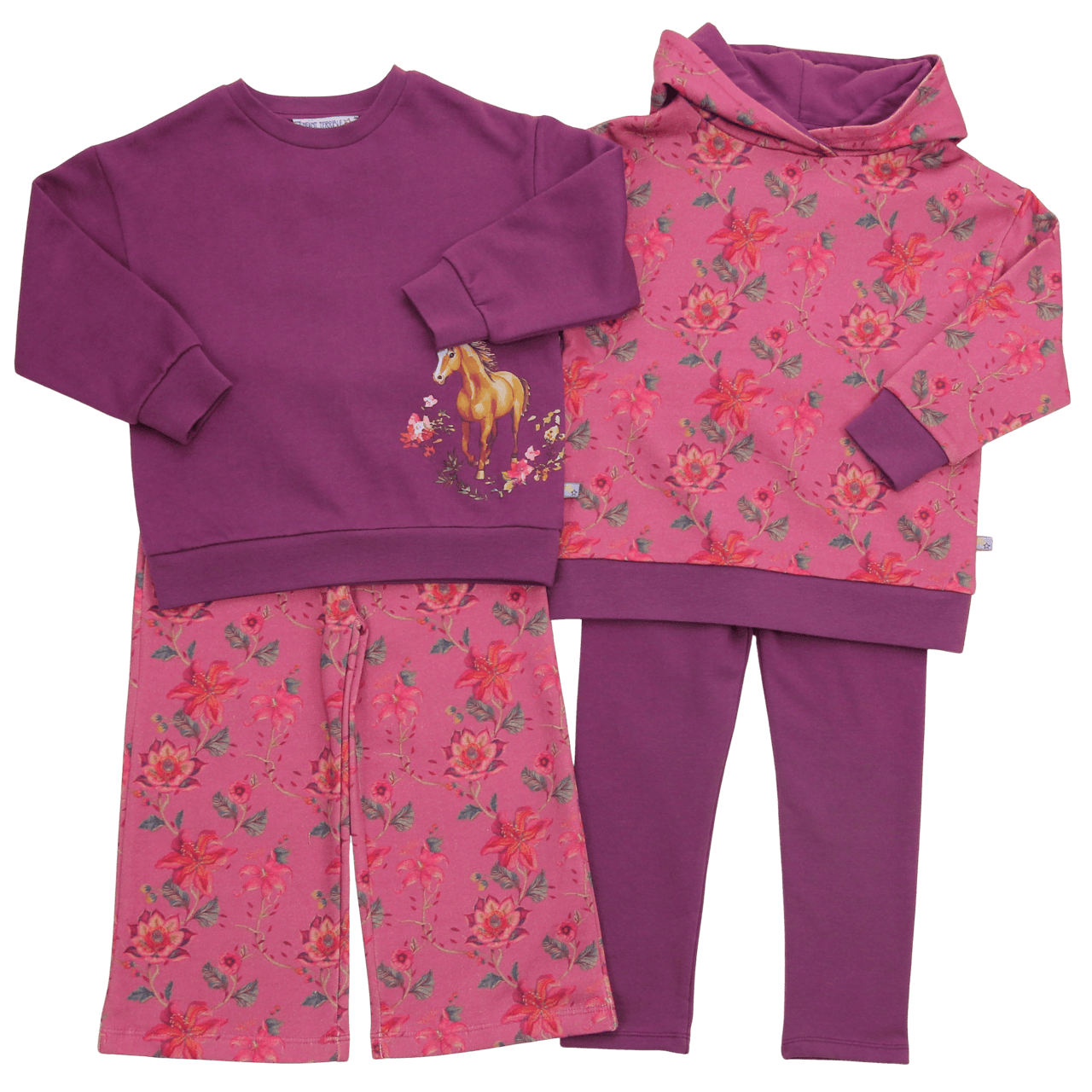 Hoodie mit Blumendruck in light aubergine-burnt red