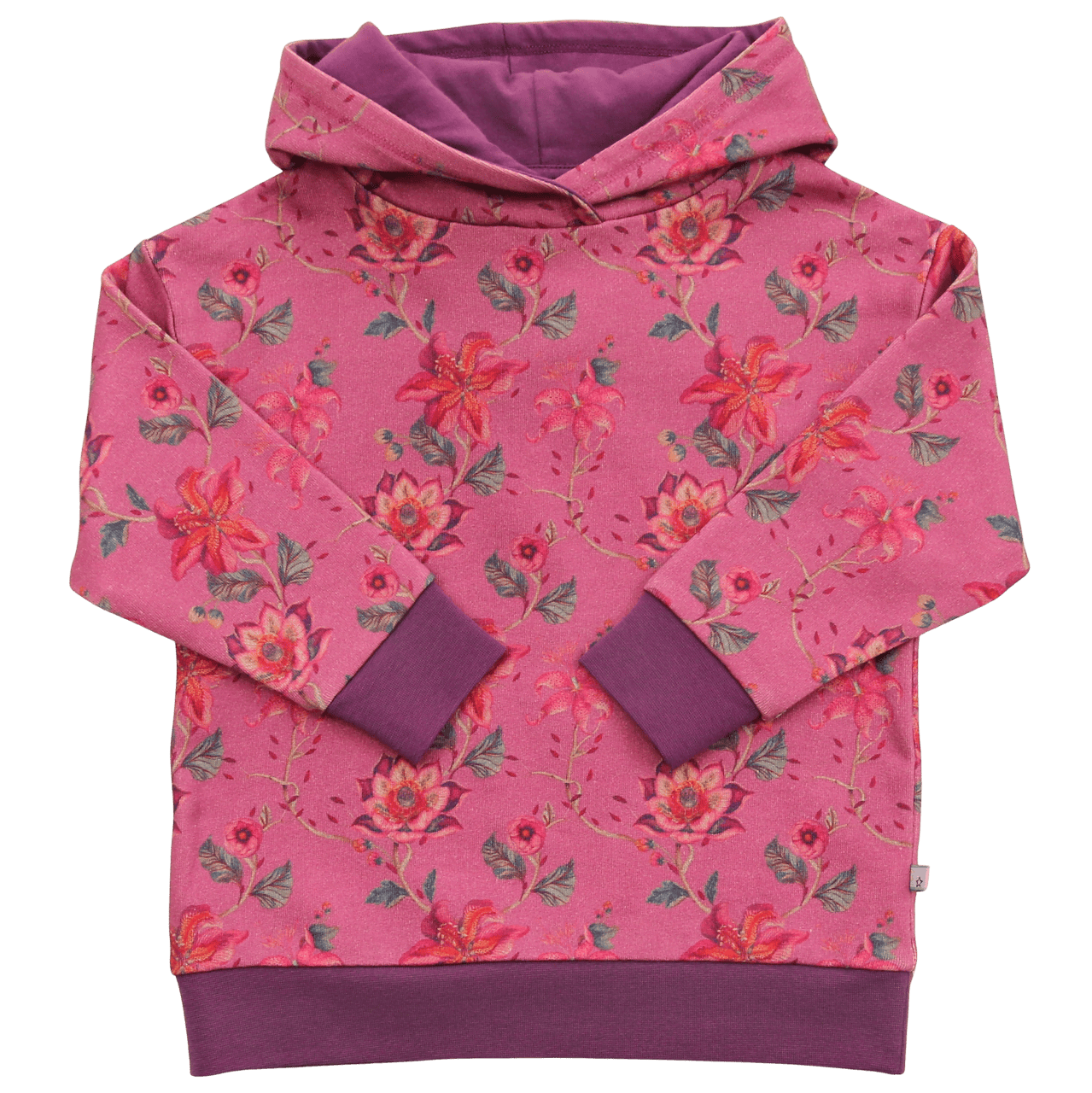 Hoodie mit Blumendruck in light aubergine-burnt red